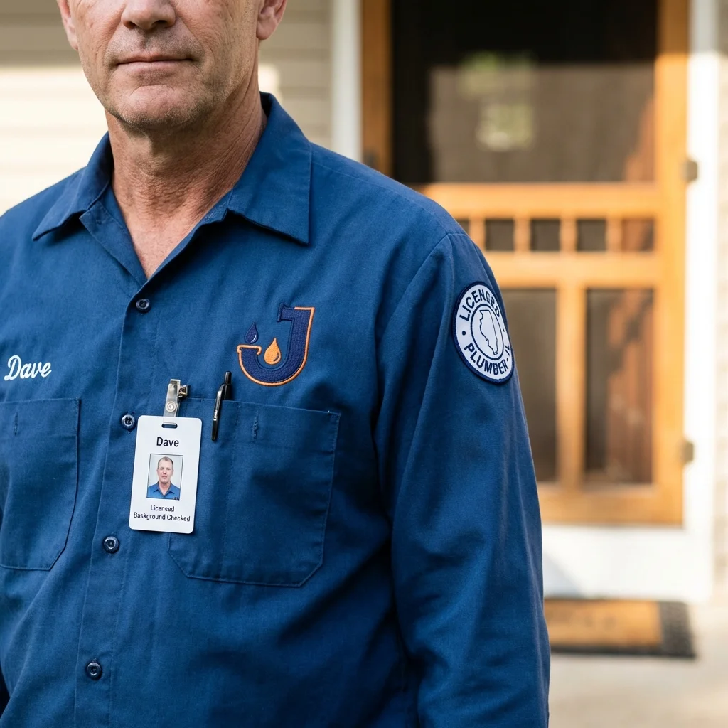 Licensed plumber showing ID badge in Weeping Water, NE