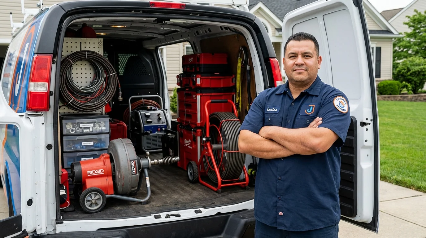 Professional drain cleaning equipment and Johns Plumbing LLC plumber in Weeping Water