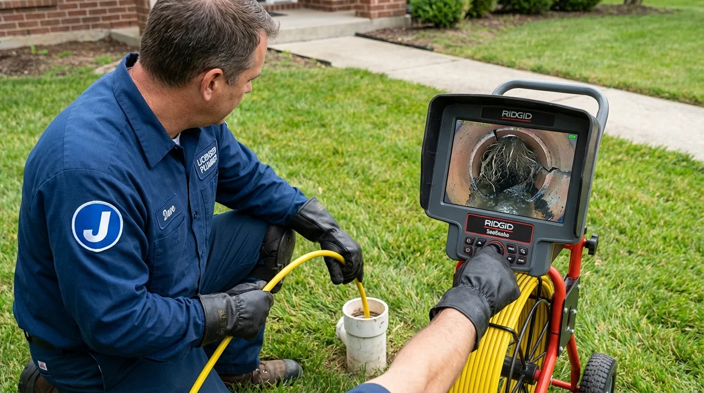 Sewer camera inspection being performed by Johns Plumbing LLC in Weeping Water
